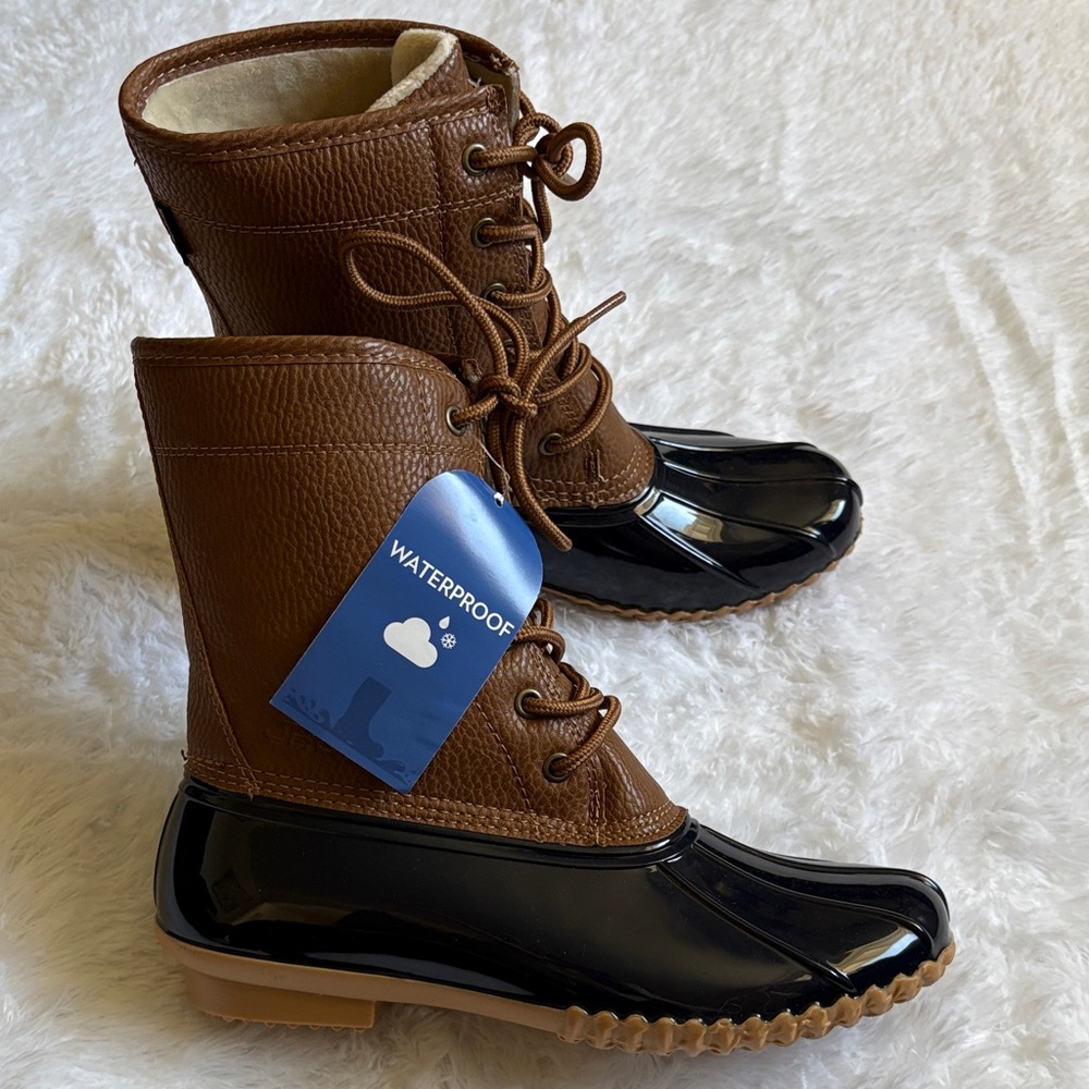 NWT JBU By Jambu Waterproof Duck Boots In Navy Blue And Brown Size 8M